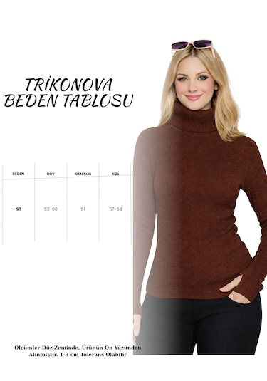 Trikonova Balıkçı Yaka Parmak Detaylı Kahverengi
