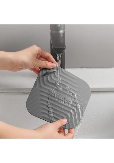 Siyah Renk Kare Kötü Koku Önleyici Silikon Mat Banyo Mutfak Lavabo Balkon Gider Tıpası Kapağı