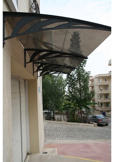 Kapı Üstü Sundurma 100x240 Cm Ant. Gri Ayak 3mm Solid Gri Levha