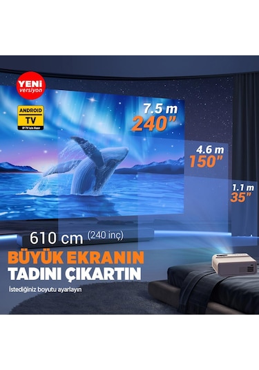 Vankyo Sunspark 500 W 5G 240" Android TV 1080P Destekli Projeksiyon Cihazı