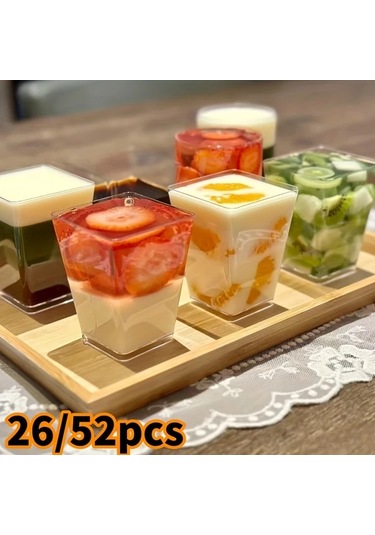 Willowhaven 52 Parça Kare Yeniden Kullanılabilir Ps Kek Bardakları - Pasta Ve Tatlı Tabağı