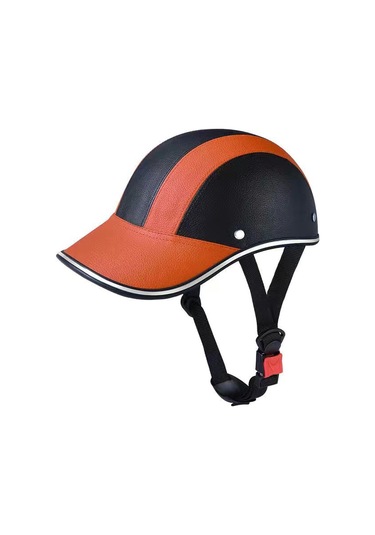 Beyzbol Kask Retro Binicilik Kask Ördek Kapak Elektrikli Araba Kask-turuncu Siyah Turuncu - Siyah