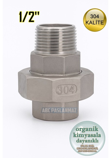 Kuyruklu Konik Rekor 1/2'' Paslanmaz Erkek Dişi Krom 304 Kalite