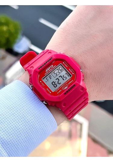 Joefox G-shock Kasa Kırmızı Digital 5 ATM Spor Kol Saati J-gs12