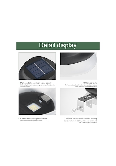 Cbtx Bahçe Aydınlatma Yumruksuz Uçan Daire Güneş Lambası Açık Bahçe Dekorasyon Duvar Lambası Siyah Kabuk Sarı Sıcak Işık