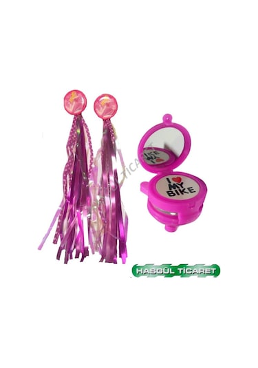 Hsgl Bisiklet Kartlı Püskül Pembe Aynalı Zil Set Siyah