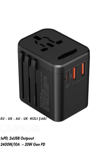 Çelikwork FC0014 20W Pd Type-c 2 Usb Hızlı Şarj Seyahat Taşınabilir Şarj Adaptör