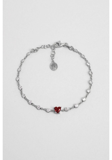 Aşk Yolu 18 Ayar Beyaz Altın Kaplama 19 Cm Gümüş Bileklik Beyaz