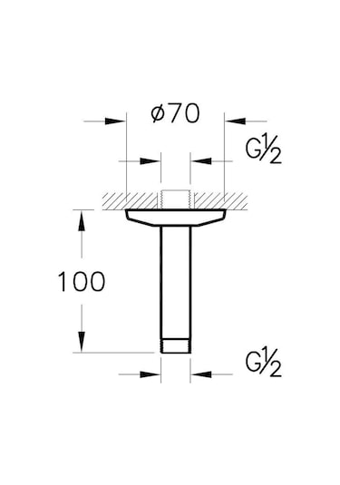 Vitra Origin Tavandan Kısa Duş Dirseği Krom A45649 Krom