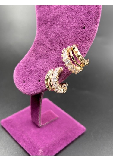 Bymerve Bym587 Silver Renk Zirkon Taşlı Abiye Günlük Şık Kadın Çelik Küpe Gümüş