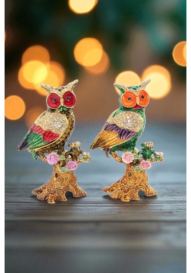 Renkli Baykuş Biblo Tünemiş Baykuş Figürü