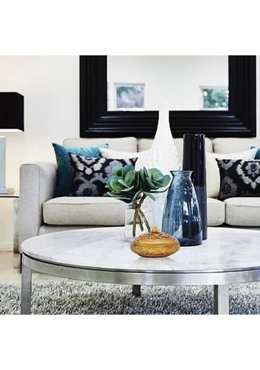 Homyl Kapaklı Dekoratif Kül Tablası Sigara Tutucu İç Altın Altın