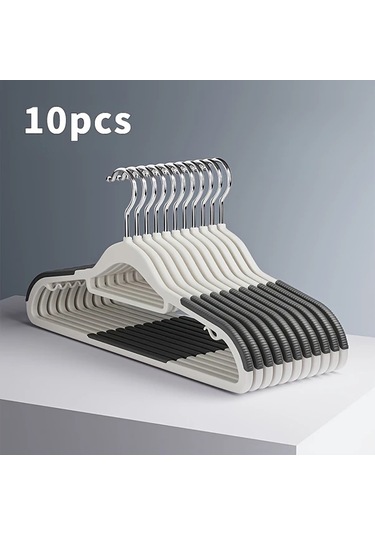 Xuweiwei 10 Adet Kaymaz Oluklu Dayanıklı Plastik Askı Siyah Koleksiyon Ve Kurutma İçin siyah