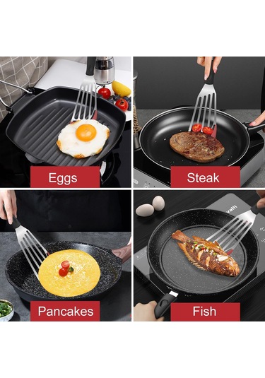 Gajeena 2'li Paslanmaz Çelik Süzgeç Spatula Seti: Teflon Tavaslara Uygun, Esnek İnce Kenar, Balık Ve Yumurta Döndürme