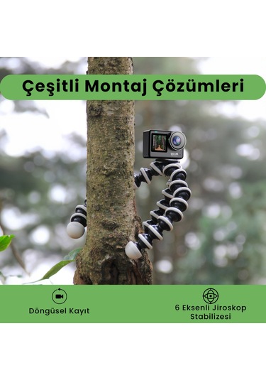 Sjcam SJ10 Pro Dual Screen 20MP 4K60 8X Dijital Zoom 154° 240FPS Kılıfsız 5M Dalış H.265 1300mAh Aksiyon Kamerası Siyah