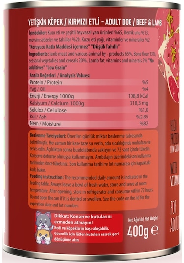 Sapphere Kırmızı Etli Yetişkin Köpek Maması Konserve 12 x 400 G