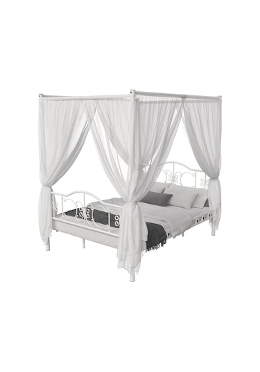 Argimo Pero Sultan Çift Kişilik Metal Beyaz Karyola 140 x 200 Cm (Cibinliksiz)