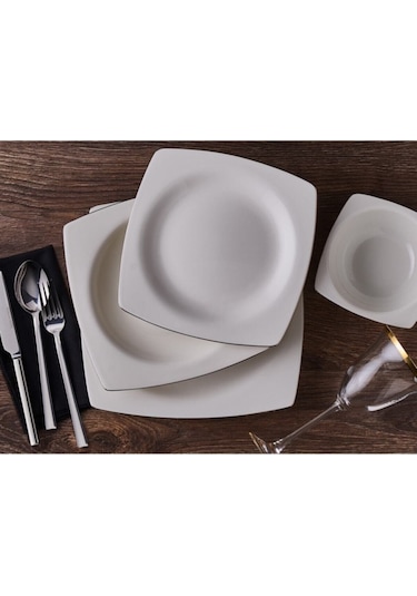 Bernardo Twinkle Platin 53 Parça Yemek Takımı Beyaz - Platin