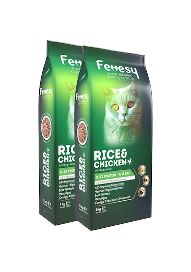 Fevesy Tavuk & Pirinçli Yetişkin Kedi Maması 2 x 1 KG