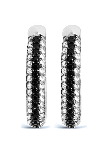 Argentum Concept 925 Ayar Gümüş Siyah Beyaz Taşlı Halka Küpe - K051601