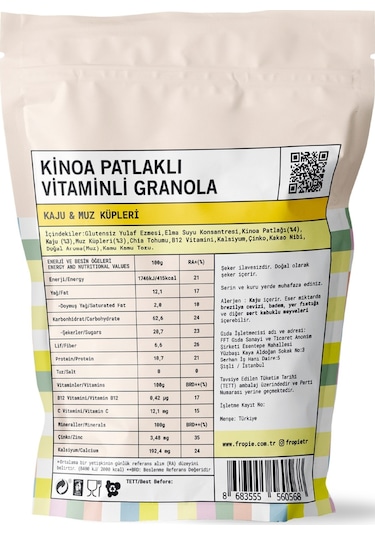 Fropie Kids Kaju & Muz Küpleri Granola 240 G