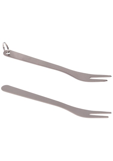 Homyl Saplı Titanyum Meyve Çatalı Açık Kamp Sofra Gümüş