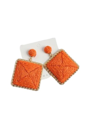 Waves And Pebbles Portakal Kare Küpe Turuncu