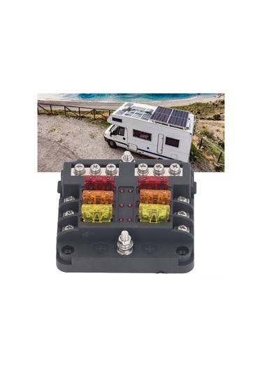 Moveevo 6 Yollu Ato/atc Bıçak Sigorta Kutusu - 12-24v Dc, Led Gösterge, Su Geçirmez Kapak, Otomobil Ve Gemi İçin, 20a Her Devre, Pbt Vücut 100