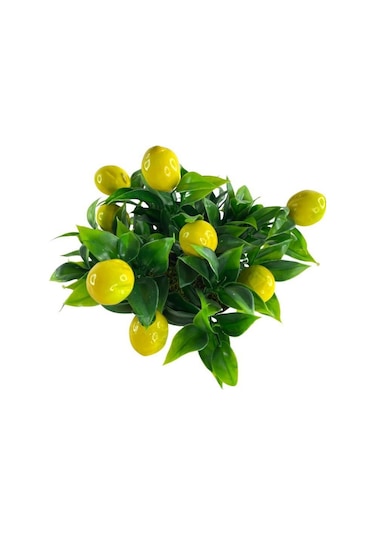 Yapay Çiçek Beyaz Saksıda Limon Demeti Dekoratif Masa Çiçeği