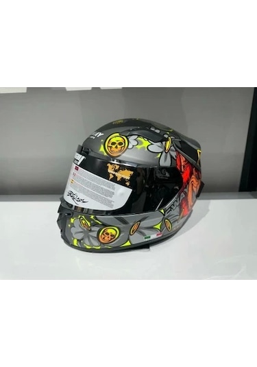 Sway Sw 820 Badboy Full Face Motosiklet Kaskı Gri Sarı Kırmızı