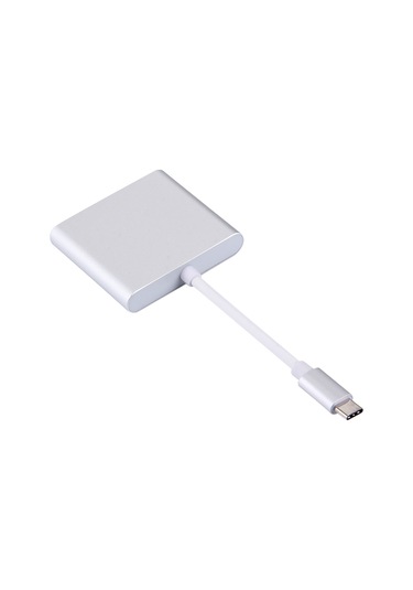 Usb-c / Type-c 3.1 Erkek - Usb-c / Type-c 3.1 Dişi & Hdmı Dişi & Usb 3.0 Dişi Adaptör Gümüş