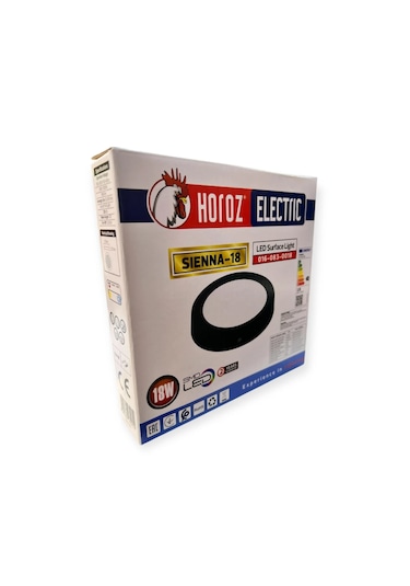 Horoz Sienna-18w Sıva Üstü Led Armatür-siyah Siyah