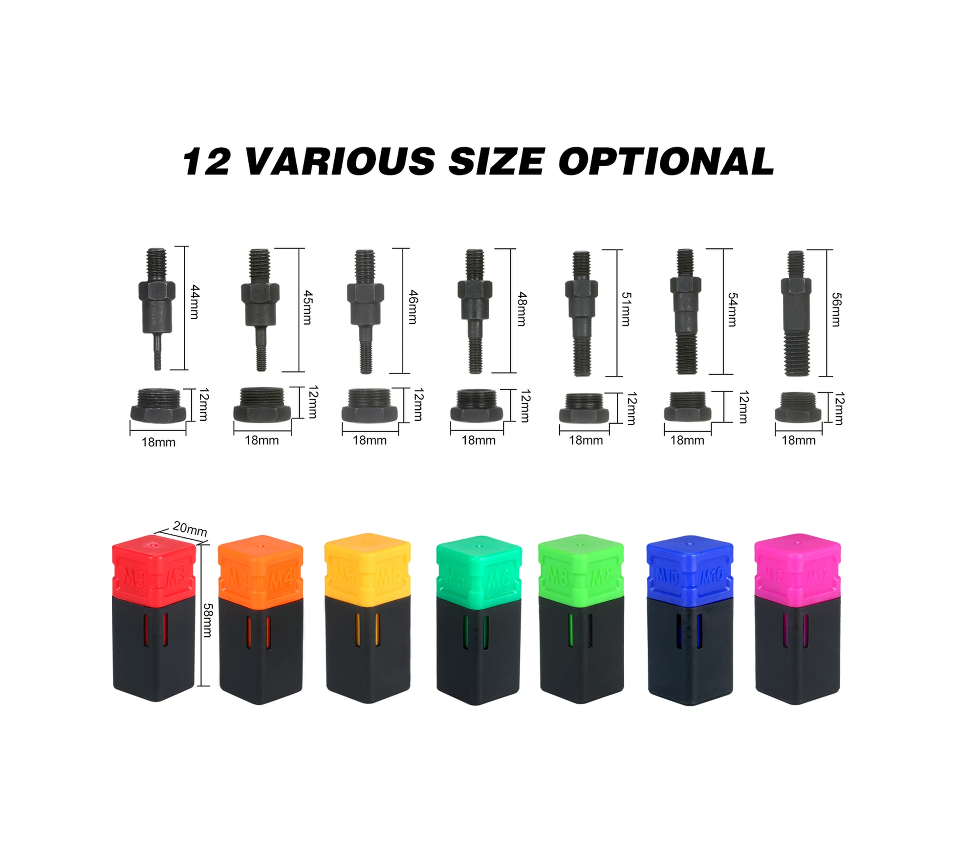 Folinda M4 Cıvata Çekici Ucu - Allyuminyum Çelik - Renkli Etiketli Plastik Kutu İle Tekli Paket