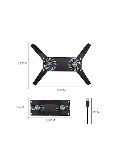 Ultra Küçük Boyutlu Katlanabilir Usb Laptop Soğutucu 2 Fanlı