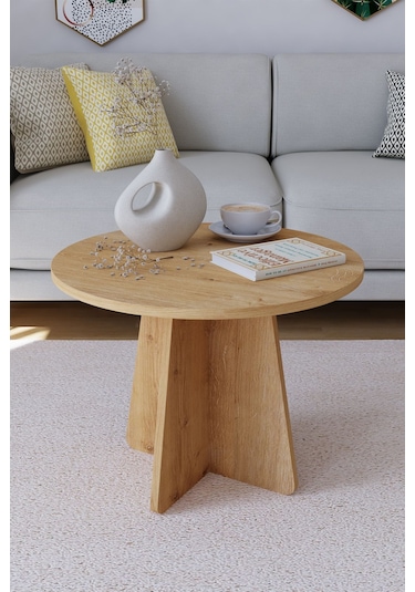 Mantar Orta Sehpa Yuvarlak Orta Sehpa 58 Cm - Safir Meşe