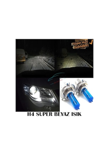 H4 Beyaz Işık Far Ampulü 12V 100W