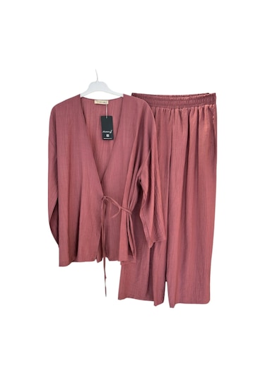 Hasenna Z-544 Üstü Kimono Etekli Çilek İkili Takım Füme