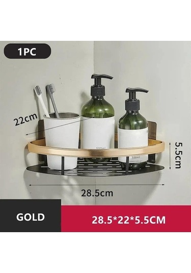 Novahub Altın Banyo Rafları No-matkap Duvara Montaj Köşe Raf Duş Depolama Raf Tutucu Wc Şampuan Organizatör Banyo Aksesuarları Altın Altın