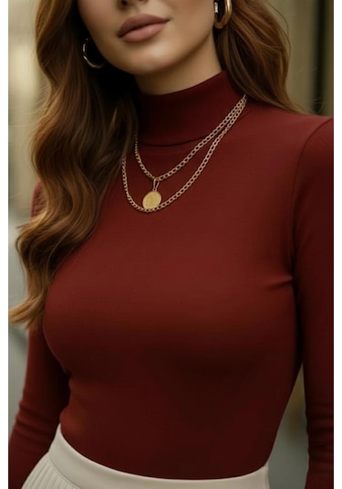 3 Lü Parmak Geçmeli Kadın Body Seti Bordo