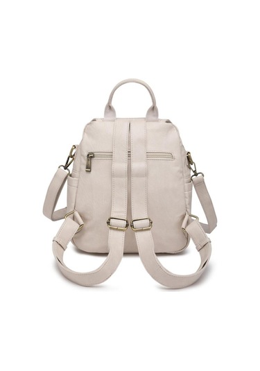 Yıkama Deri Sırt Askılı Kadın Çantası 21-k Barcelona 1908 Bej