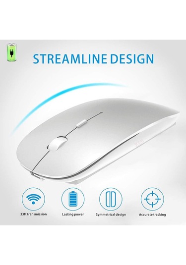 İmac/dizüstü Bilgisayar/pc İçin Şarj Edilebilir Bluetooth Kablosuz Fare Bluetooth Fare/gümüş Diğer