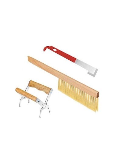 Pazly Suntek Ahşap Saplı Kovan Fırçası Arıcılık Aleti 3x Pm