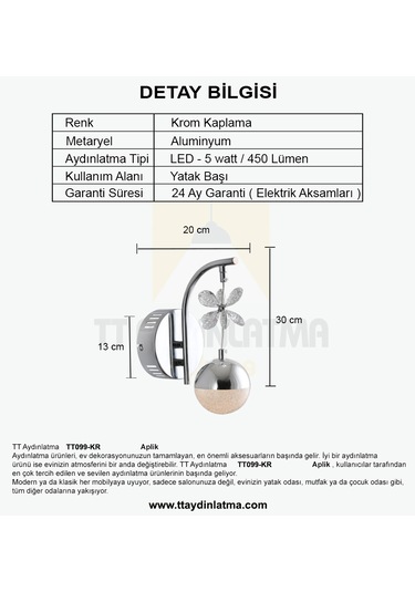Tt099-kr Tt Aydınlatma Toplu Krom Kaplama 3renkmodüllü Led Aplik Krom