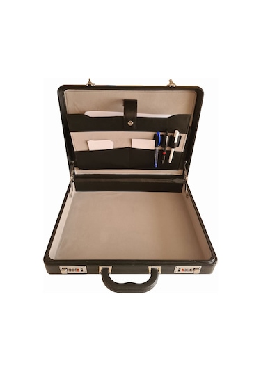 Case Club 10 Cm Bond Körüklü Evrak Çantası Şifreli Organizer İç Bölüm Siyah