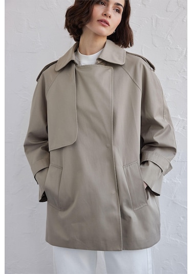 Manuka Oversize Kısa Trençkot Çağla Çok Renkli