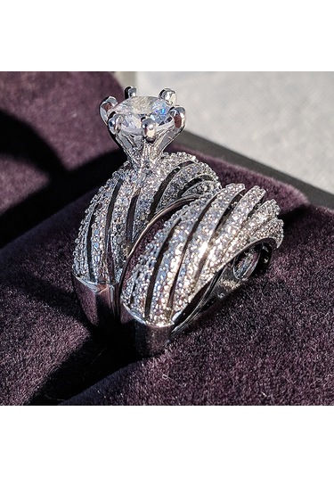 Women Vintage Diamond Wedding Ring, Size:8 Çok Renkli