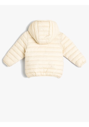 Koton Şişme Mont Kapşonlu Cepli Fermuarlı Ekru 5wmb20009tw Ekru