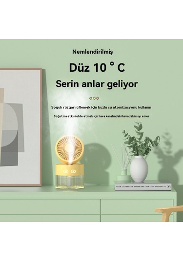Katlanbilir Soğuk Hava Nemlendirici Sprey Fan - Sarı