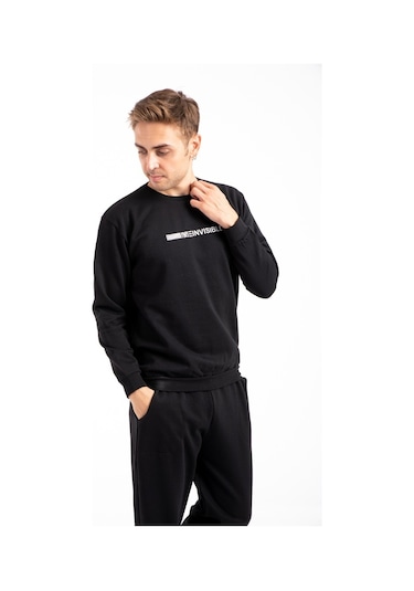 Tampap Baskılı Erkek Eşofman Takımı - Siyah