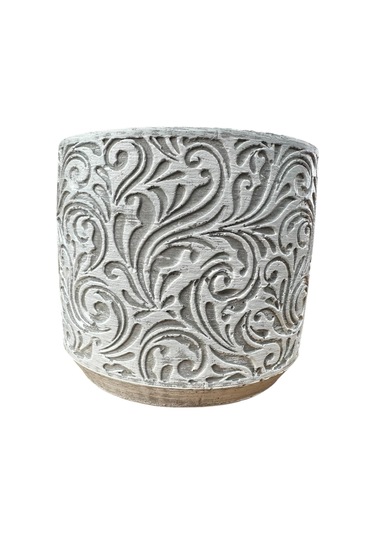 Bitki Tasarımı Ev Dekorasyon Gri Çiçek Desen Beton Saksı Çiçeklik Saksılık